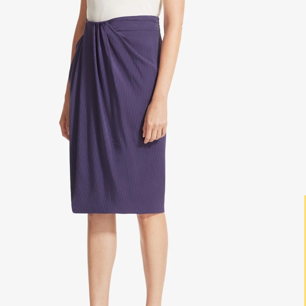 MM Lafleur The Lenox Skirt Foulard High Rise Deep Purple Knee Length Skirt -6(M)